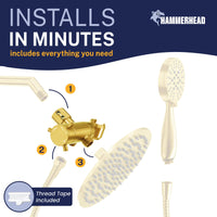 Installation HammerHead Showers Solid Brass 3-Way Diverter With Handheld Shower Holder Brushed Gold - The Shower Head Store