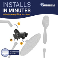 Installation HammerHead Showers Solid Brass 3-Way Diverter With Handheld Shower Holder Matte Black - The Shower Head Store