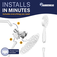 Installation HammerHead Showers Solid Brass 3-Way Diverter With Handheld Shower Holder Chrome - The Shower Head Store