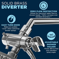 Diverter 1-Spray Dual Shower Head Chrome / 2.5 - The Shower Head Store