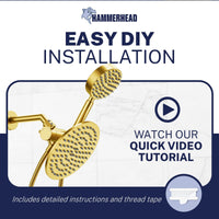 (Installation) Shower Head with Hose 72 Inch Flexible Metal Shower Hose for Hand Shower Brushed Gold - The Shower Head Store