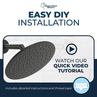 Installation 8 Inch Round Rain Shower Head Matte Black / 2.5 GPM Matte Black / 1.75 GPM - The Shower Head Store