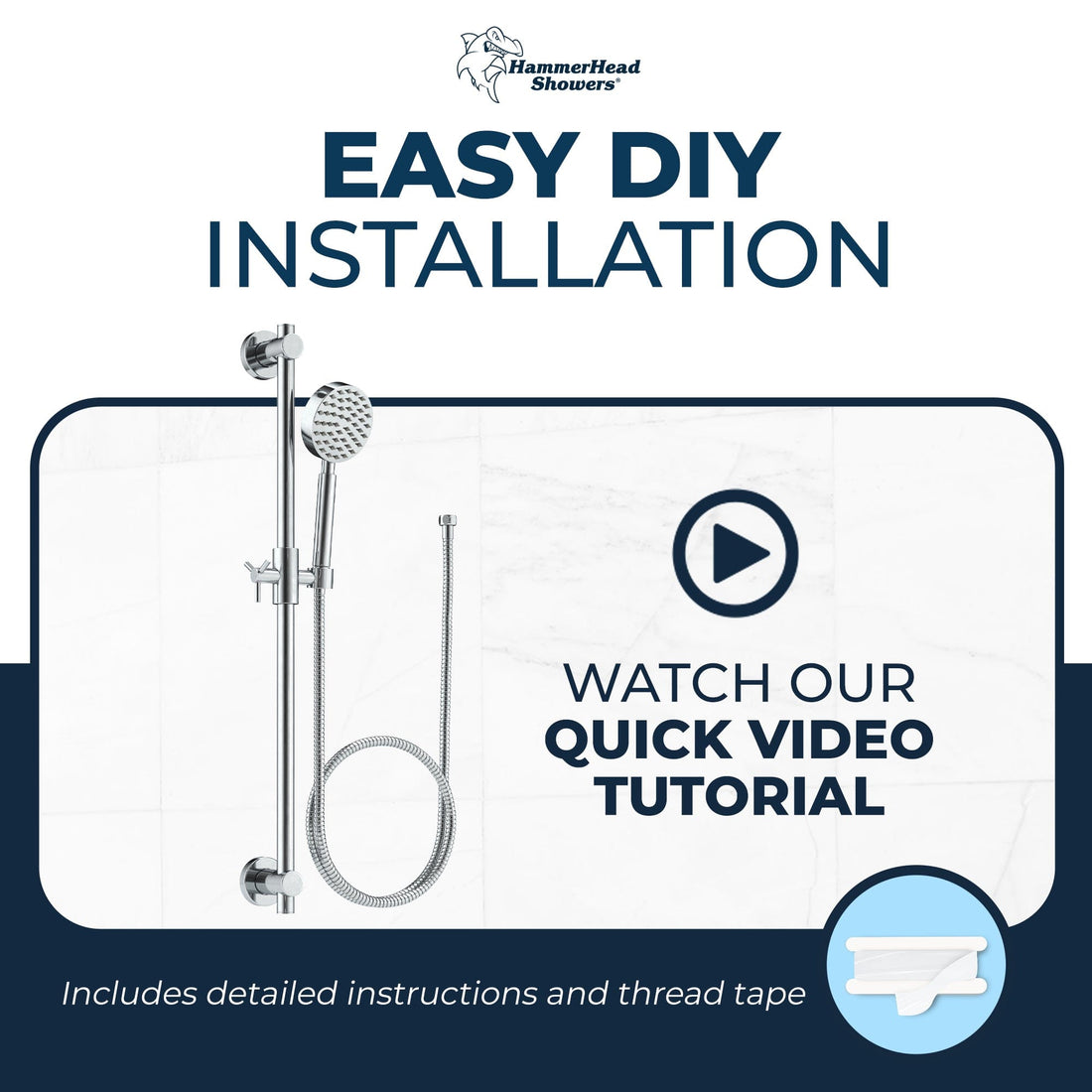 Easy Install ALL Metal Shower Slide Bar with Hand Held Shower Head & Hose Chrome / 2.5 GPM Chrome / 1.75 GPM - The Shower Head Store