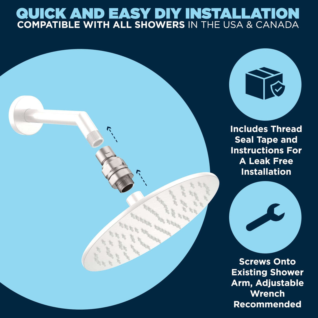 Easy DIY Installation of Shower Swivel Adapter to Increase Showerhread Adjustability Brushed Nickel - The Shower Head Store