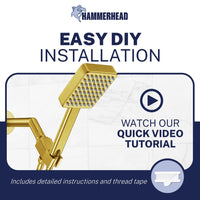 Easy Installation Handheld Square Shower Head Set Brushed Gold / 2.5 - The Shower Head Store