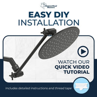 Installation 12 Inch Adjustable Shower Arm Extension V3 12 Inch / Matte Black - The Shower Head Store