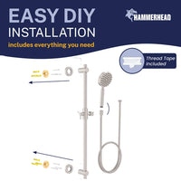 Easy Install ALL Metal Shower Slide Bar with Hand Held Shower Head & Hose Brushed Nickel / 2.5 GPM Brushed Nickel / 1.75 GPM - The Shower Head Store