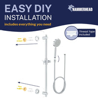 Easy Install ALL Metal Shower Slide Bar with Hand Held Shower Head & Hose Chrome / 2.5 GPM Chrome / 1.75 GPM - The Shower Head Store