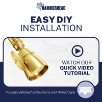 Installation California Compliant Low Flow HammerHead Showers 2-Inch Shower Head Brushed Gold / 1.75 - The Shower Head Store