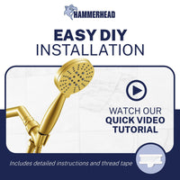 Installation 3-Spray Low Flow Handheld Shower Head Set Brushed Gold / 1.8 GPM - The Shower Head Store