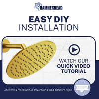 Installation 8 Inch Round Rain Shower Head Brushed Gold / 2.5 GPM Brushed Gold / 1.75 GPM - The Shower Head Store