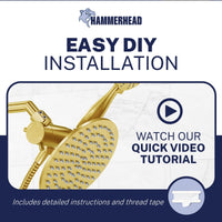 Installation Solid Brass 3-Way Diverter With Handheld Shower Holder Brushed Gold - The Shower Head Store