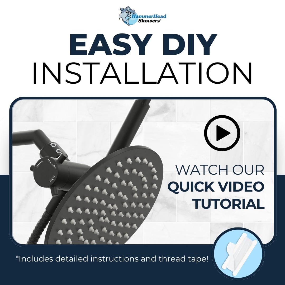 Easy DIY Installation Diverter with Holder Matte Black  - The Shower Head Store