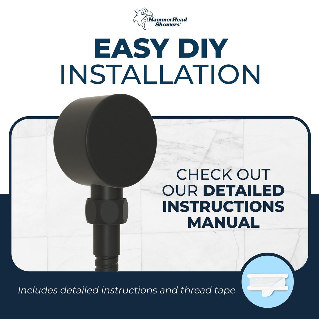 Easy DIY Installation Drop Ell Matte Black  - The Shower Head Store