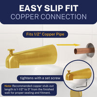 Easy Slip Fit Tub_Spout Brushed Gold - The Shower Head Store