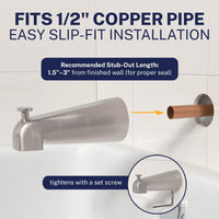 Easy Slip Fit Installation Tub Spout Brushed Nickel - The Shower Head Store