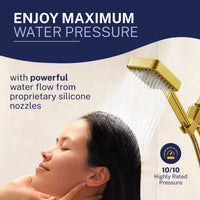 Max Pressure Handheld Square Shower Head Set Brushed Gold / 2.5 - The Shower Head Store