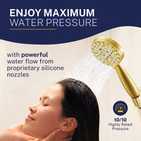 Max Pressure All Metal 3-Spray Handheld Shower Head, Handshower Only Brushed Gold / 2.5 GPM Brushed Gold / 1.75 GPM - The Shower Head Store