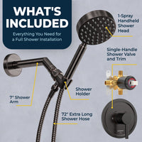 What's Included All Metal Handheld Shower Head Set - Complete Shower System with Valve and Trim Oil Rubbed Bronze 2.5