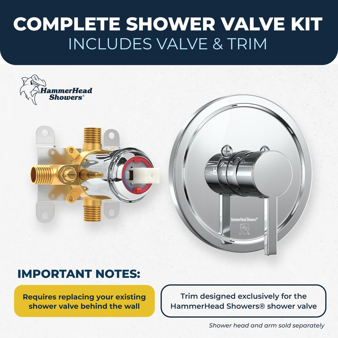 Exclusively Designed Single-Handle Shower Valve and Trim Kit Chrome / 2.5 - The Shower Head Store
