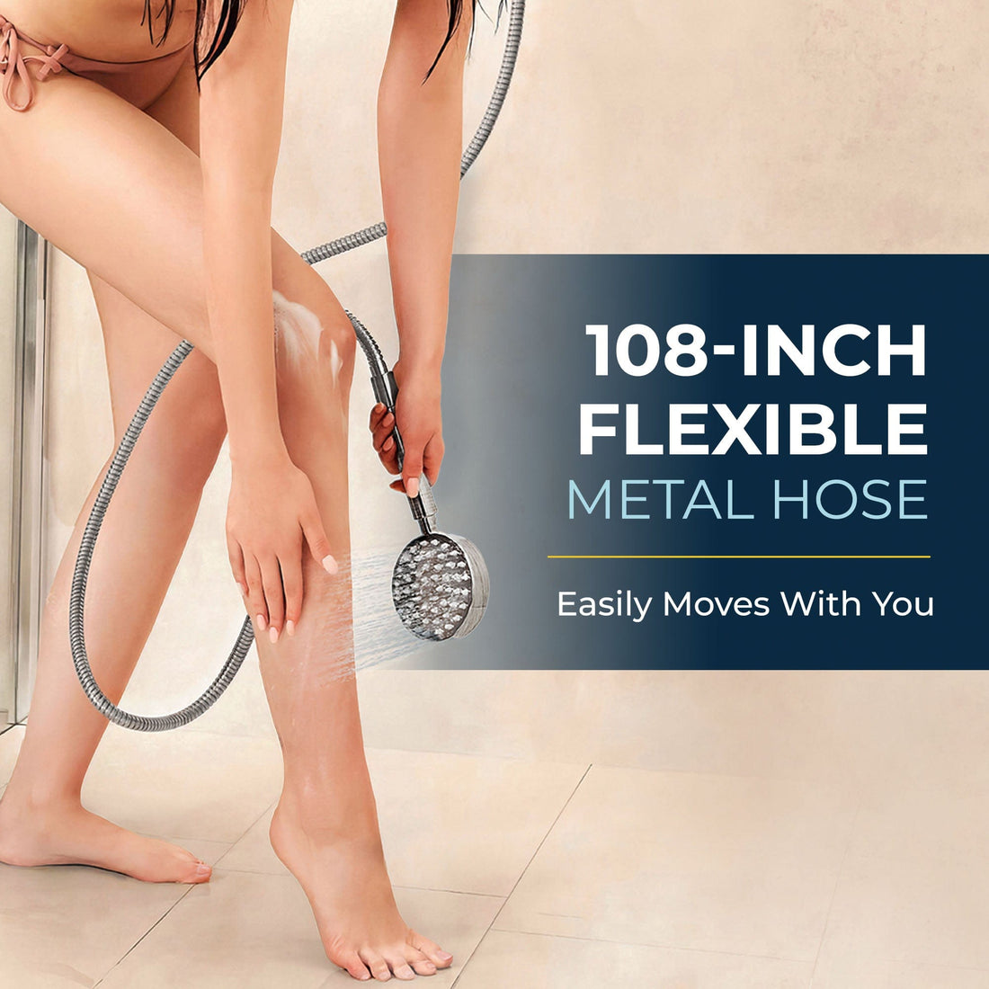 Extra Long Hose Shower Hose Attachment for Shower Head Chrome / 108 Inches - The Shower Head Store