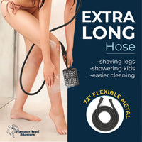 Extra Long Hose Handheld Square Shower Head Set Matte Black / 2.5 - The Shower Head Store
