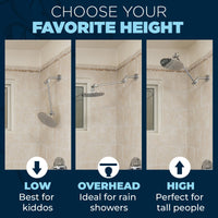 Choose Your Favorite Shower head Height with Adjustable Shower Arm Extension Oil Rubbed Bronze / 12 Inch - The Shower Head Store