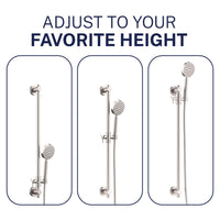 Favorite Height ALL Metal Shower Slide Bar with Hand Held Shower Head & Hose Brushed Nickel / 2.5 GPM Brushed Nickel / 1.75 GPM - The Shower Head Store
