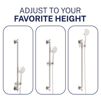 Adjustable Height All Metal Shower Slide Bar for Hand Held Shower Heads Brushed Nickel - The Shower Head Store