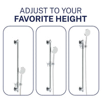 Adjustable Height All Metal Shower Slide Bar for Hand Held Shower Heads Chrome - The Shower Head Store