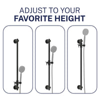 Adjustable Height All Metal Shower Slide Bar for Hand Held Shower Heads Matte Black - The Shower Head Store