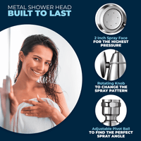 Features All Metal Shower Head Built to Last features High Pressure Adjustable Spray and Pivot Ball Chrome - The Shower Head Store