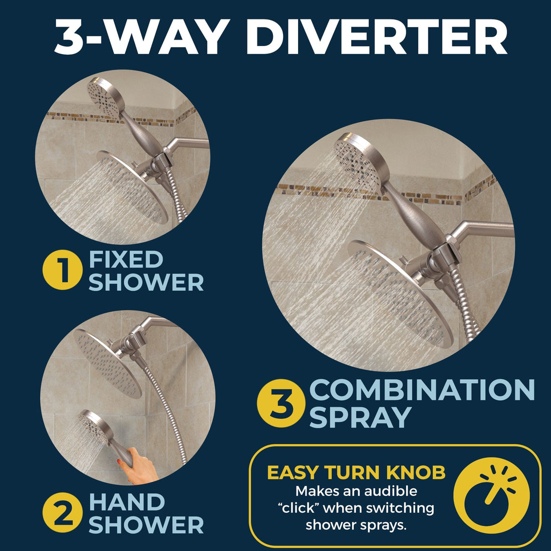 Features Diverter with Holder Brushed Nickel  - The Shower Head Store