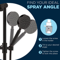 Find Your Ideal Spray Angle with Adjustable Holder on Slide Bar Mount Oil Rubbed Bronze ā Left - The Shower Head Store