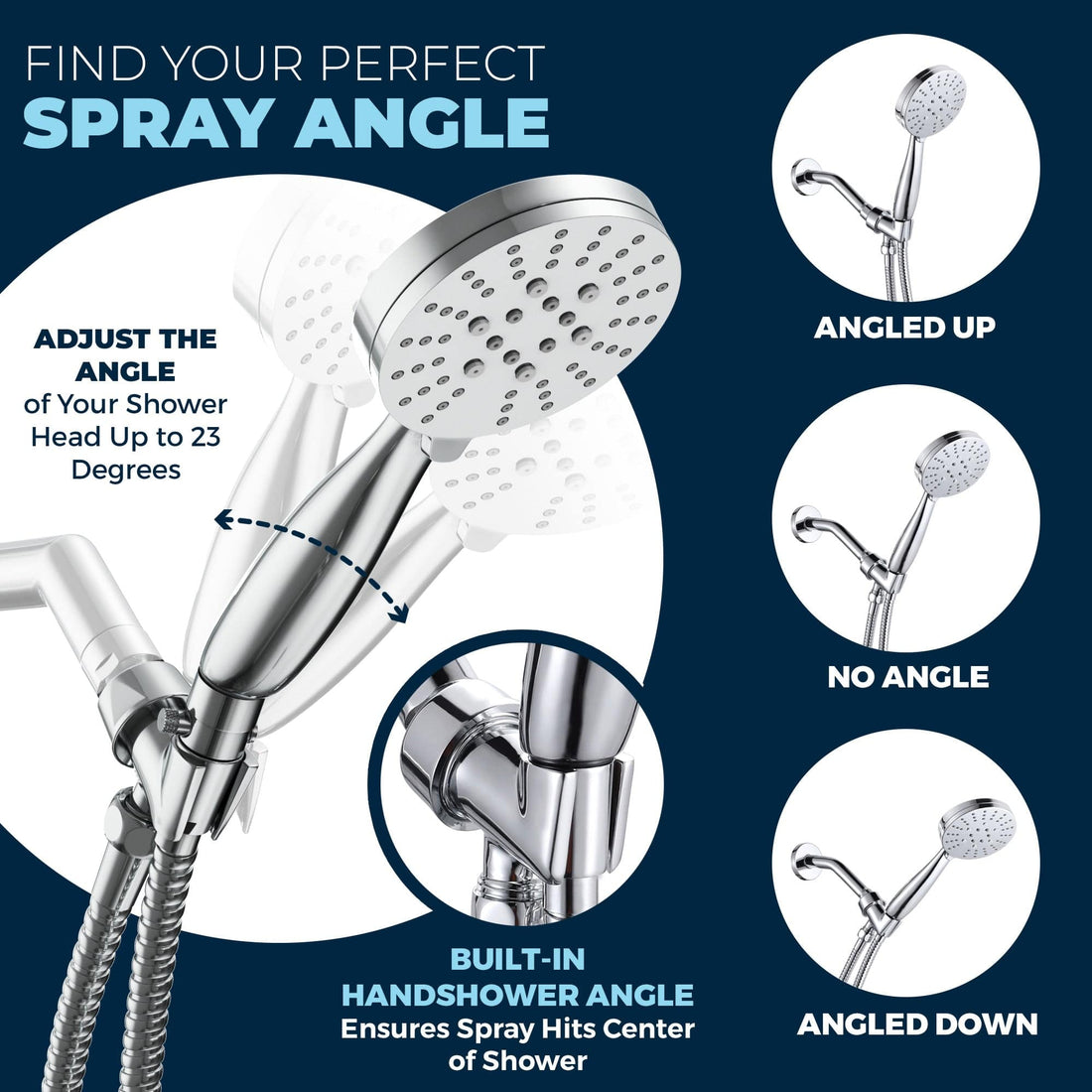 Find Your Perfect Shower Head Spray Angle Adjustable Shower Holder Polished Chrome - The Shower Head Store 2.5 / Chrome