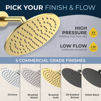 Collection 8 Inch Round Rain Shower Head Brushed Gold / 2.5 - The Shower Head Store