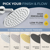 Collection 8 Inch Round Rain Shower Head Chrome / 2.5 GPM Chrome / 1.75 GPM - The Shower Head Store