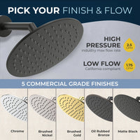 Collection 8 Inch Round Rain Shower Head Matte Black / 2.5 GPM Matte Black / 1.75 GPM - The Shower Head Store