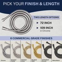 Finish and Flow Shower Hose Attachment for Shower Head 72 Inch Brushed Gold / 72 Inches - The Shower Head Store