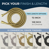 Finish and Flow Shower Hose Attachment for Shower Head 72 Inch Brushed Gold / 72 Inches - The Shower Head Store