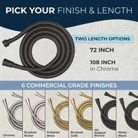 Finish and Flow Shower Hose Attachment for Shower Head 72 Inch Oil Rubbed Bronze - The Shower Head Store