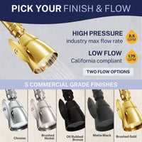 Finish California Compliant Low Flow HammerHead Showers 2-Inch Shower Head Brushed Gold / 1.75 - The Shower Head Store