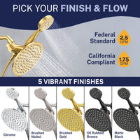 Finish and Flow 3-Spray Dual Shower Head Brushed Gold / 1.75 GPM - The Shower Head Store