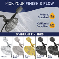 Finish and Flow 3-Spray Dual Shower Head Matte Black / 1.75 GPM - The Shower Head Store