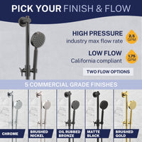 Flow Rate and Finish ALL Metal Shower Slide Bar with Hand Held Shower Head & Hose Oil Rubbed Bronze / 2.5 GPM Oil Rubbed Bronze / 1.75 GPM - The Shower Head Store
