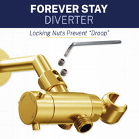 Forever Stay Solid Brass 3-Way Diverter With Handheld Shower Holder Brushed Gold - The Shower Head Store