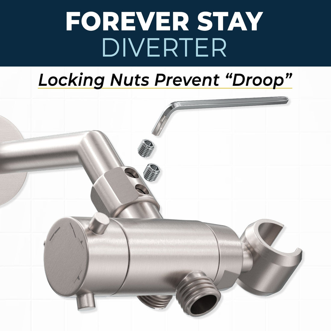 Forever Stay Diverter Diverter with Holder Brushed Nickel  - The Shower Head Store