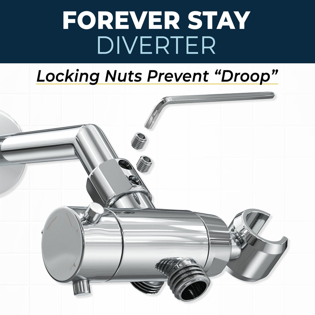 Forever Stay Diverter Diverter with Holder Chrome - The Shower Head Store