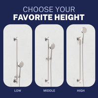 Wide Range of Adjustment Dual Shower Head with Slide Bar Set Brushed Nickel / 2.5 GPM Brushed Nickel / 1.75 GPM - The Shower Head Store