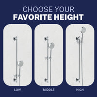 Wide Range of Adjustment All Metal Dual Shower Head with Slide Bar Set - Complete Shower System with Valve and Trim Chrome / 2.5 GPM Chrome / 1.75 GPM - The Shower Head Store